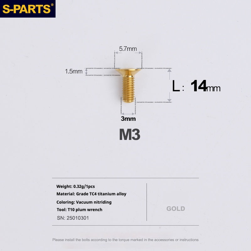 Viti in lega di titanio SPARTS serie svasata M3 L06-30mm
