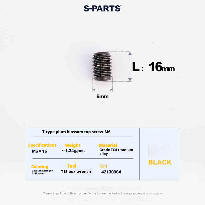SPARTS Outil de Plombier en T T15 Fil supérieur plat M6 L08-10-12-16 Vis en titane