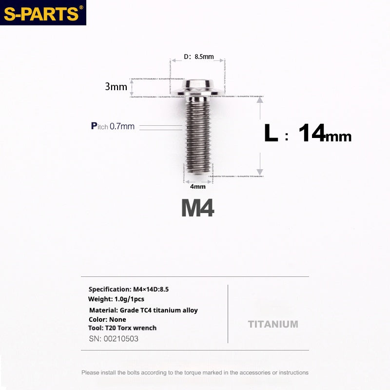 SPARTS A3 Serie testa ombrello M4 L06-35mm D8.5 Viti in titanio per motociclette e auto