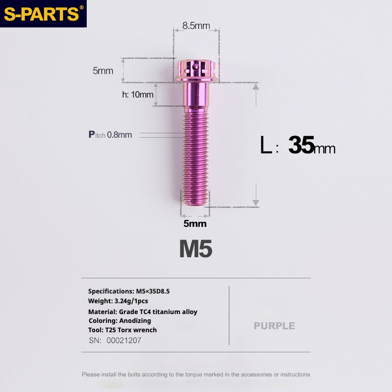 SPARTS Viti in titanio viola A3 Series M5 L06-110mm per motociclette e auto