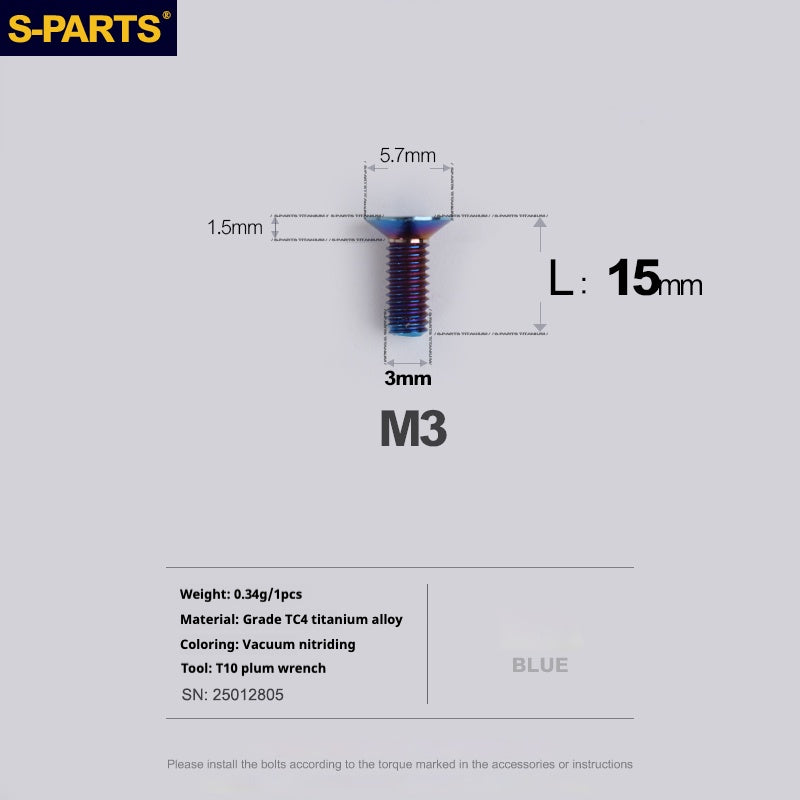 Viti in lega di titanio SPARTS serie svasata M3 L06-30mm