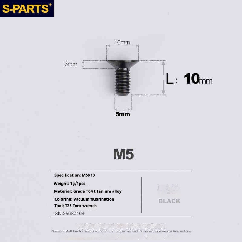 Parafusos de Titânio SPARTS Série Cabeça Escareada M5 L06-55mm