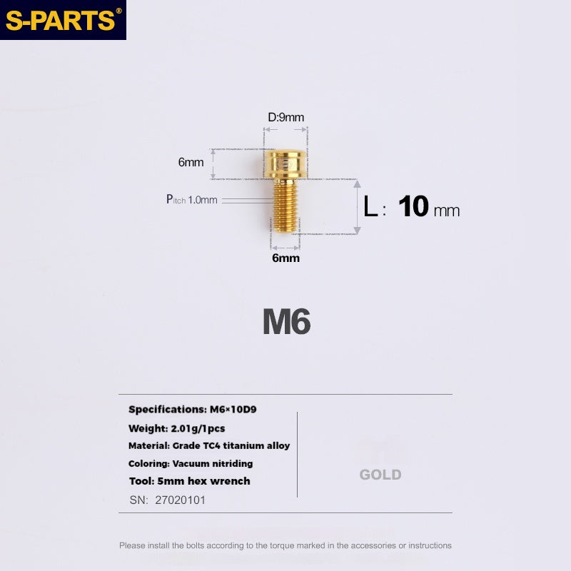 S-PARTS Lega di Titanio Cambio Freno Blocco Linea Mountain Road Bicicletta Deragliatore Anteriore Deragliatore Posteriore Vite di Compressione