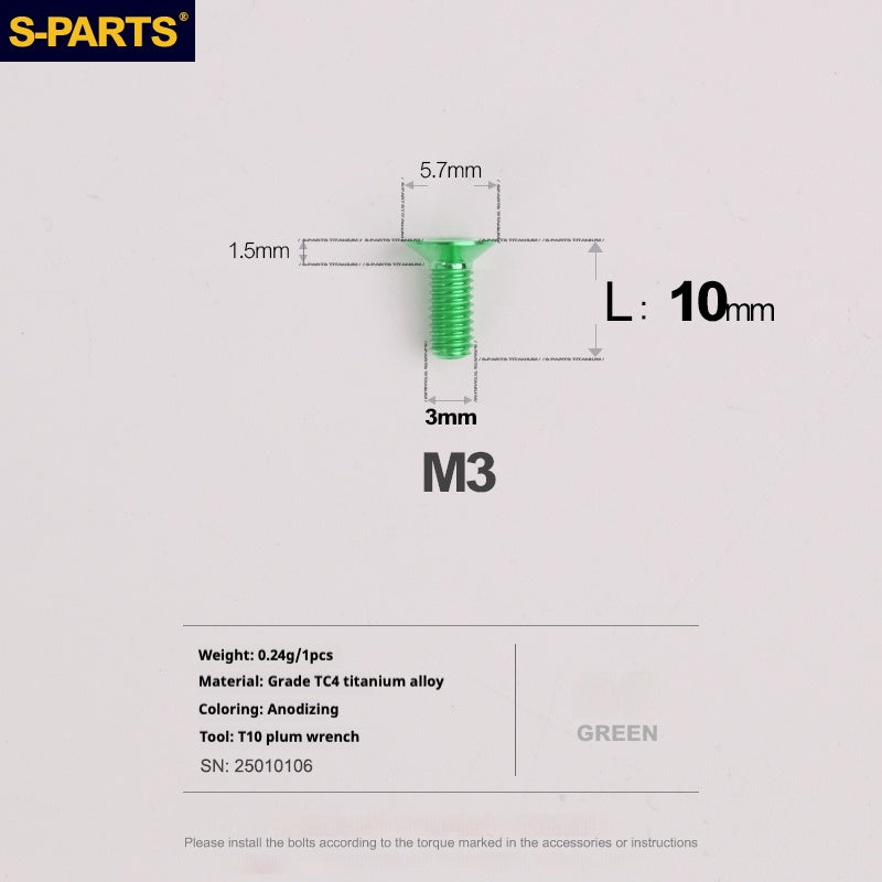 Viti in lega di titanio SPARTS serie svasata M3 L06-30mm