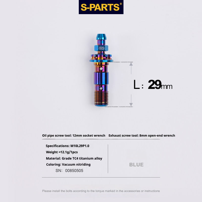 SPARTS Doppio bullone banjo in titanio M10 L29MM con kit di nipplo di spurgo