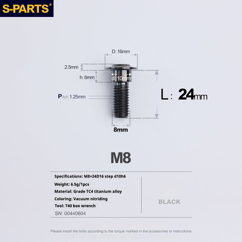 SPARTS A3 Umbrella Head Step Series M8 Viti in titanio nero per motociclette e auto