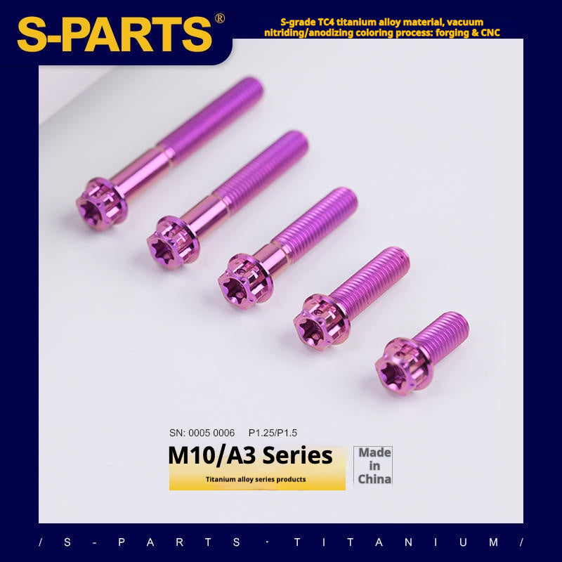 SPARTS ROXO SÉRIE A3 PARAFUSOS DE TITÂNIO M10 L12-120mm PARA MOTOCICLETA E AUTOMÓVEL