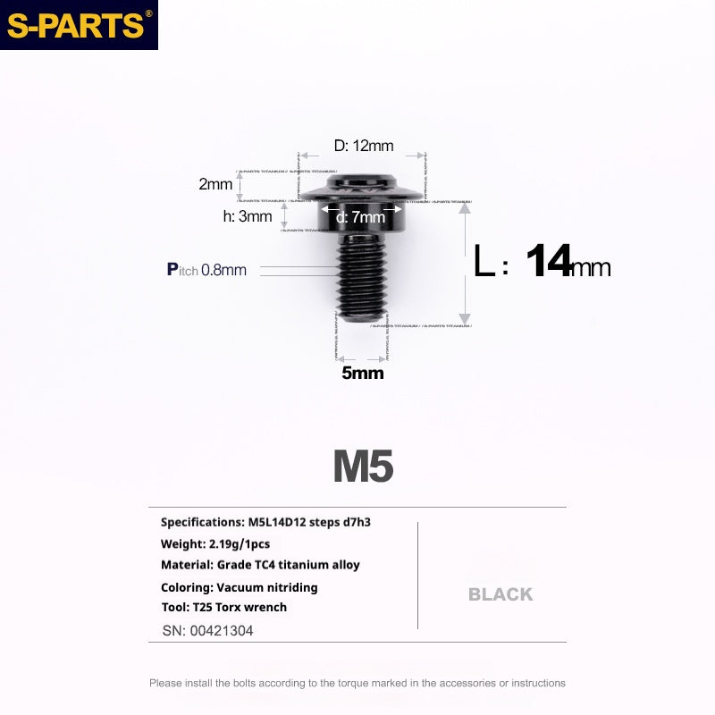SPARTS A3 Umbrella Head Step Series M5 Viti in titanio nero per motociclette e auto