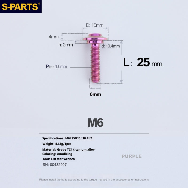 Viss SPART A3 Tête Parapluie Série Step M6 Titane Violet Moto Auto