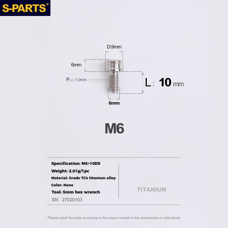 S-PARTS Lega di Titanio Cambio Freno Blocco Linea Mountain Road Bicicletta Deragliatore Anteriore Deragliatore Posteriore Vite di Compressione