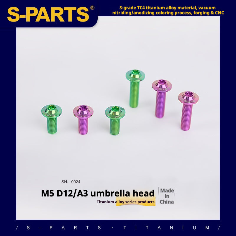 S-PARTS M5 10-30MM Motociclo Veicolo elettrico A3 Nuovo ombrello Testa D12 Vite in lega di titanio
