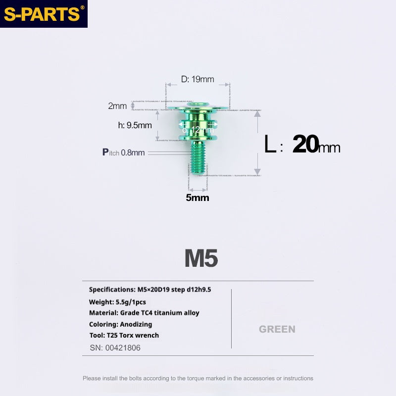 SPARTS A3 Umbrella Head Step Series M5 Viti in titanio verde per motociclette e auto