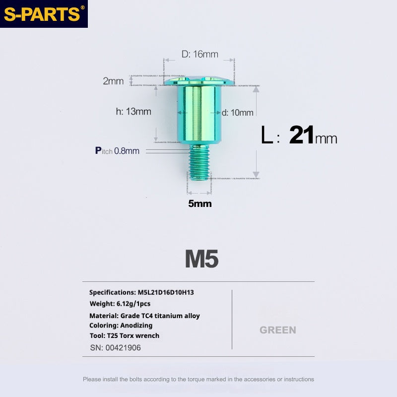 SPARTS A3 Umbrella Head Step Series M5 Viti in titanio verde per motociclette e auto