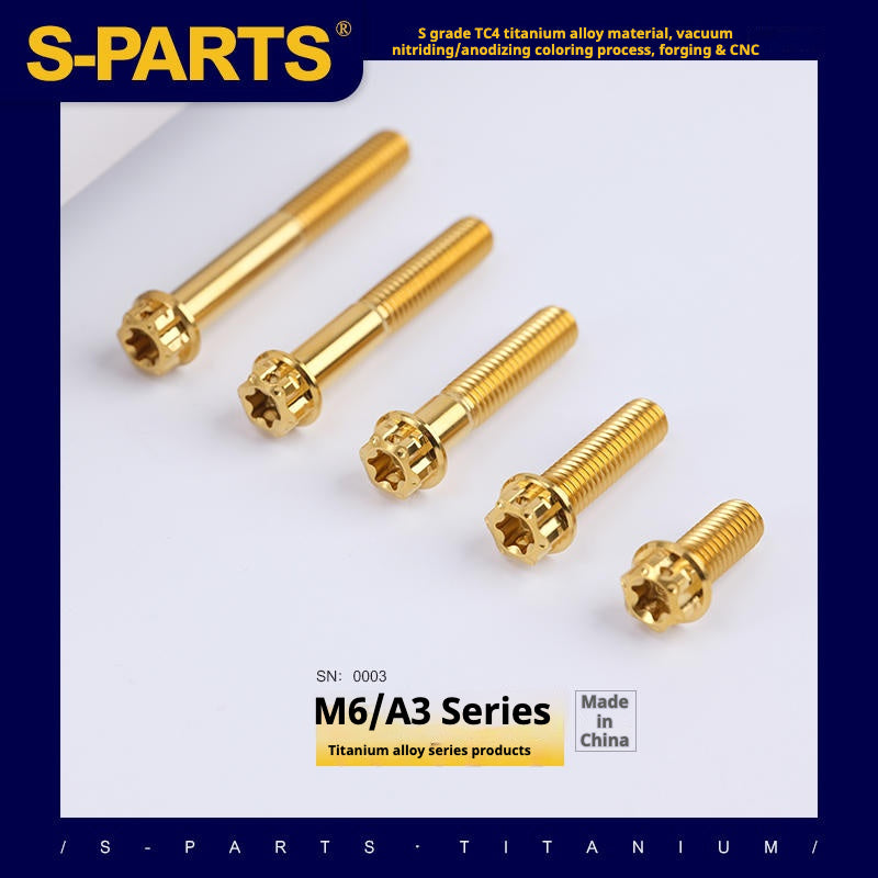 SPARTS A3 Serie M6 L08-120mm Viti in titanio dorato per motociclette Auto