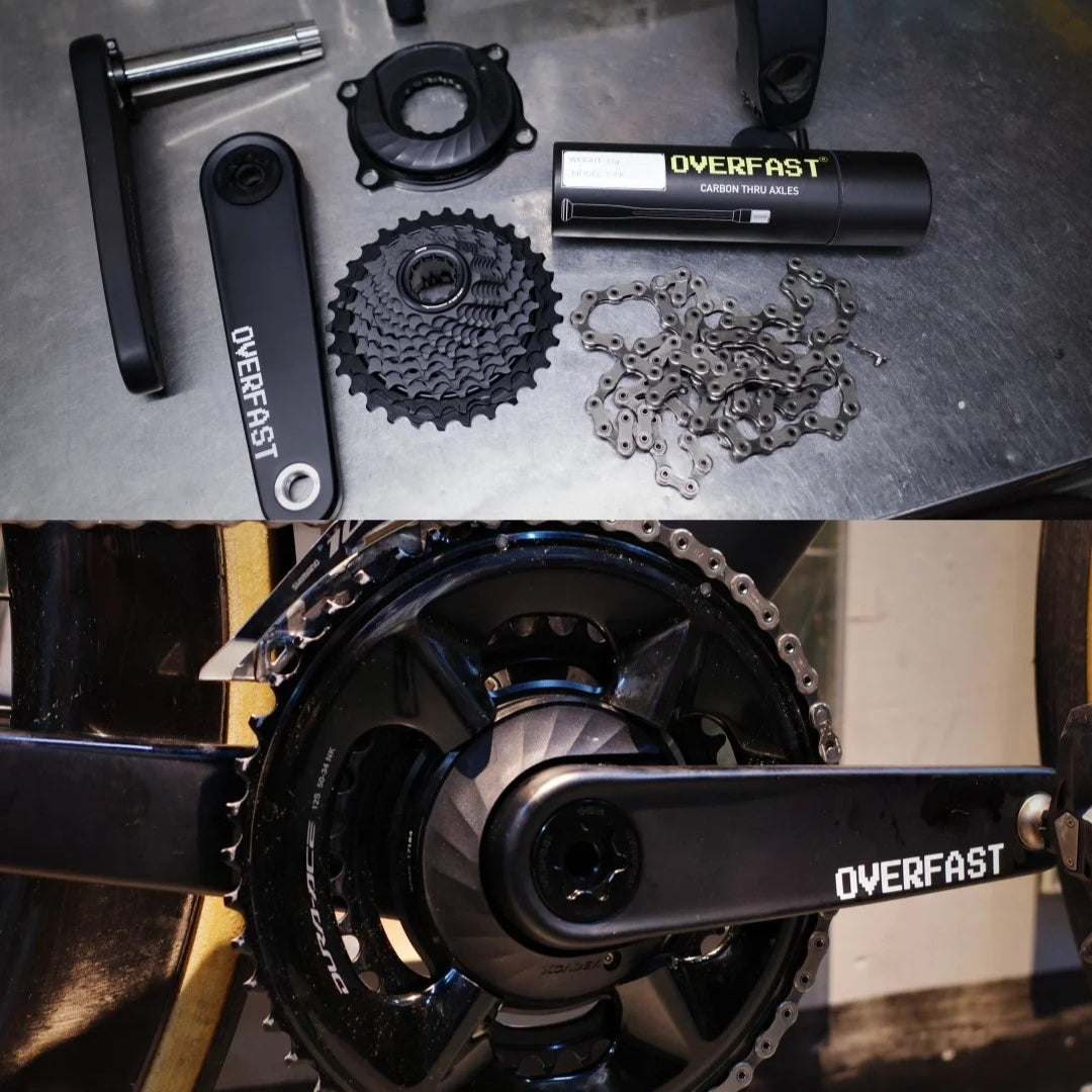 OVERFAST VELA Aero Carbon Crankset for Road Bikes | DUB / Ti24 | SRM & SIGEYI Compatible