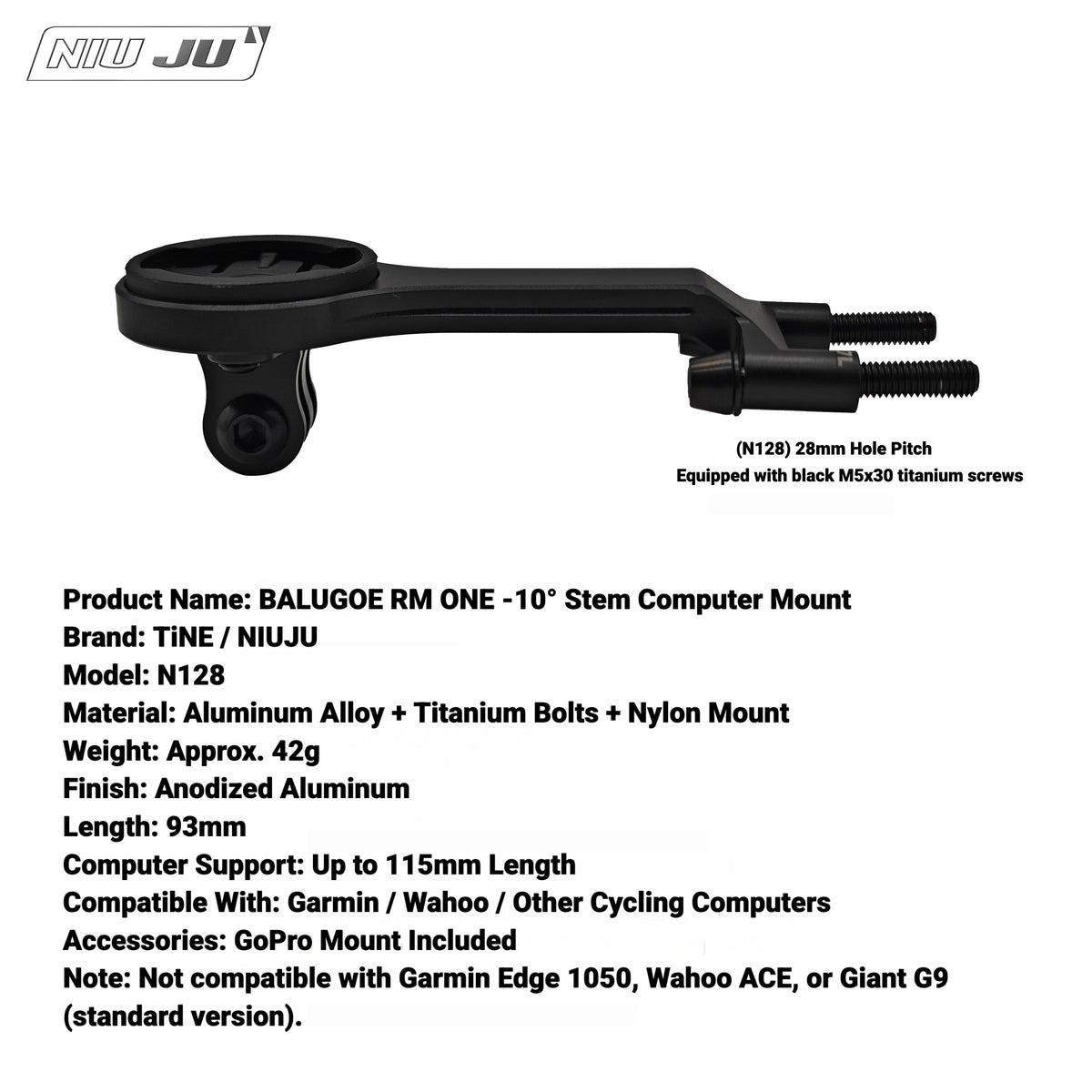 BALUGOE RM ONE Carbon Stem Computer Mount | Garmin Wahoo Aero Bike Mount Extension
