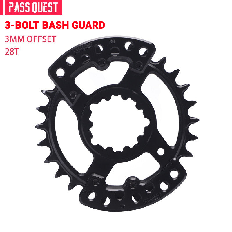 PASS QUEST SRAM DUB / GXP 3-Bolt Narrow-Wide Chainring with Bash Guard | 3mm Offset 30T–34T