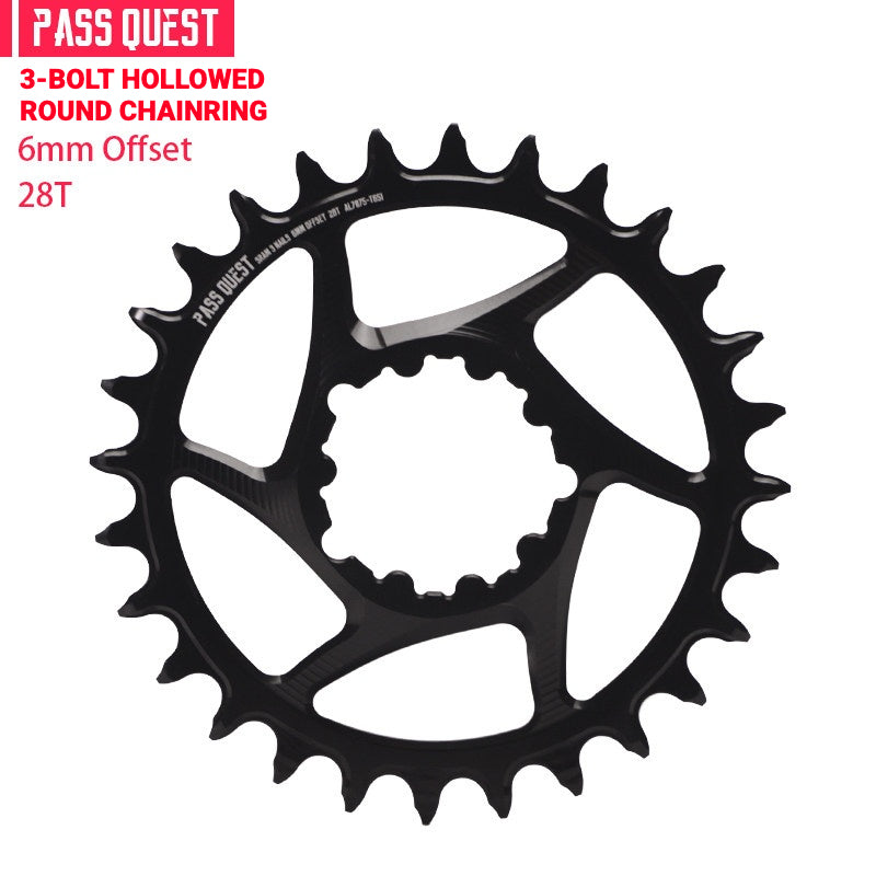PASS QUEST DUB / GXP 3-Bolt Direct Mount Narrow-Wide MTB Chainring | 6mm Offset 28T–46T