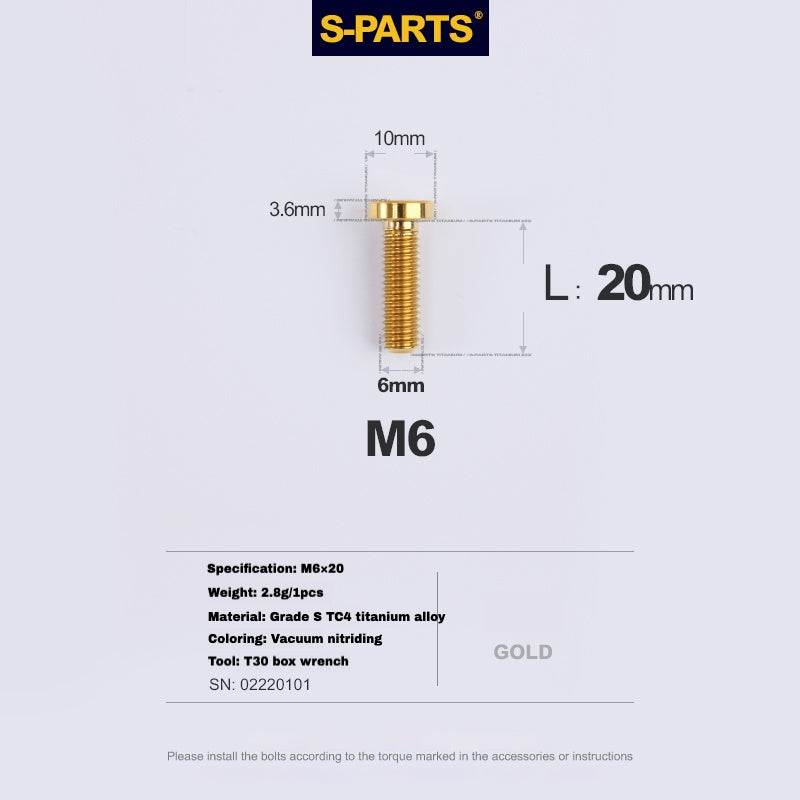 Boulon de serrage de tige de selle en titane S-PARTS pour SL9 / SL8 / SL7 / SL6 / Venge – Mise à niveau légère et durable