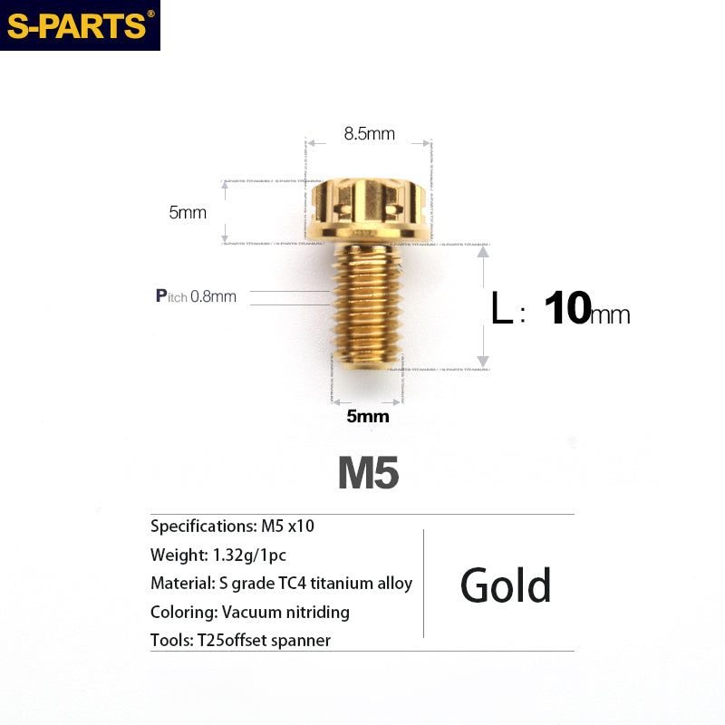 S-PARTS Série A3 Vis et Boulons Standard en Alliage de Titane M5 pour Motos et Voitures