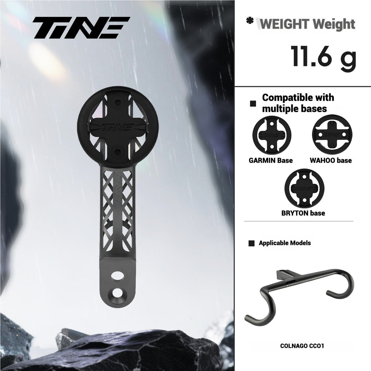 Supporto per computer TiNE in titanio ultraleggero COLNAGO CCO1 Bikes 3D Print, completamente scavato, ad alta resistenza, 1 pz.
