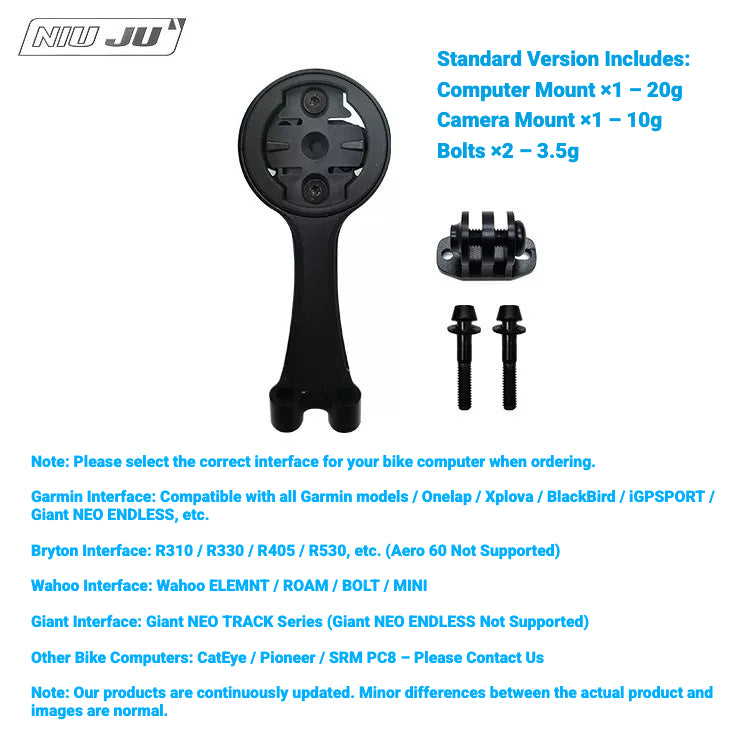 TORQUE Aluminum Computer Mount for MCFK Carbon Stem -6° / -17° | Garmin Wahoo Bryton