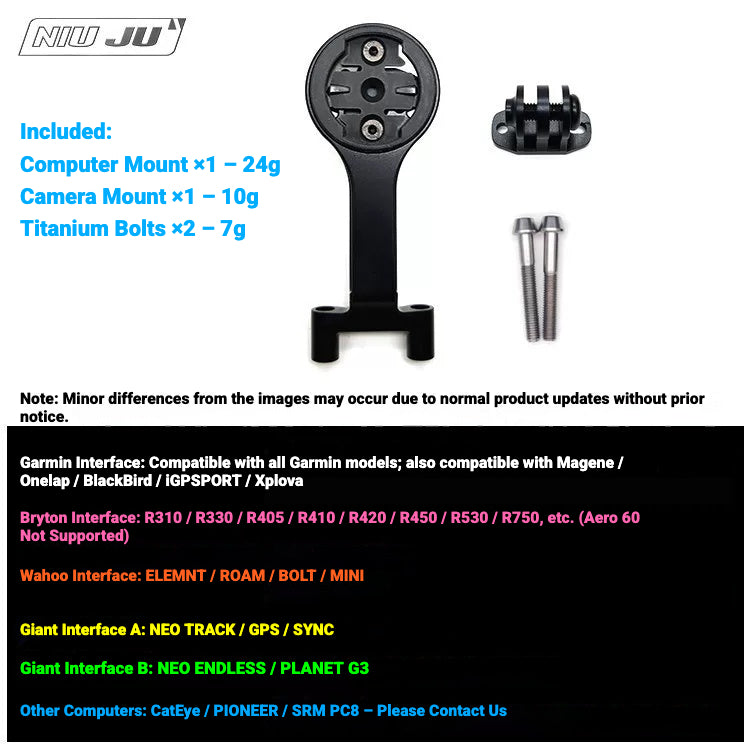 NIUJU CNC Aluminum Computer Mount for FSA K-Force Light ST-RK-139 Stem | Garmin Wahoo