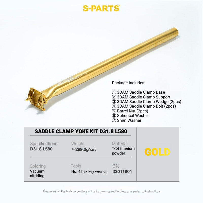 S-PARTS 3DAM Titanium Saddle Clamp Yoke Kit – Lightweight 3D Printed Titanium Upgrade