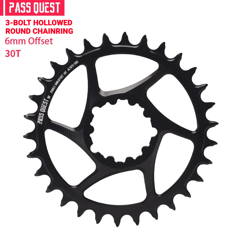 PASS QUEST DUB / GXP 3-Bolt Direct Mount Narrow-Wide MTB Chainring | 6mm Offset 28T–46T