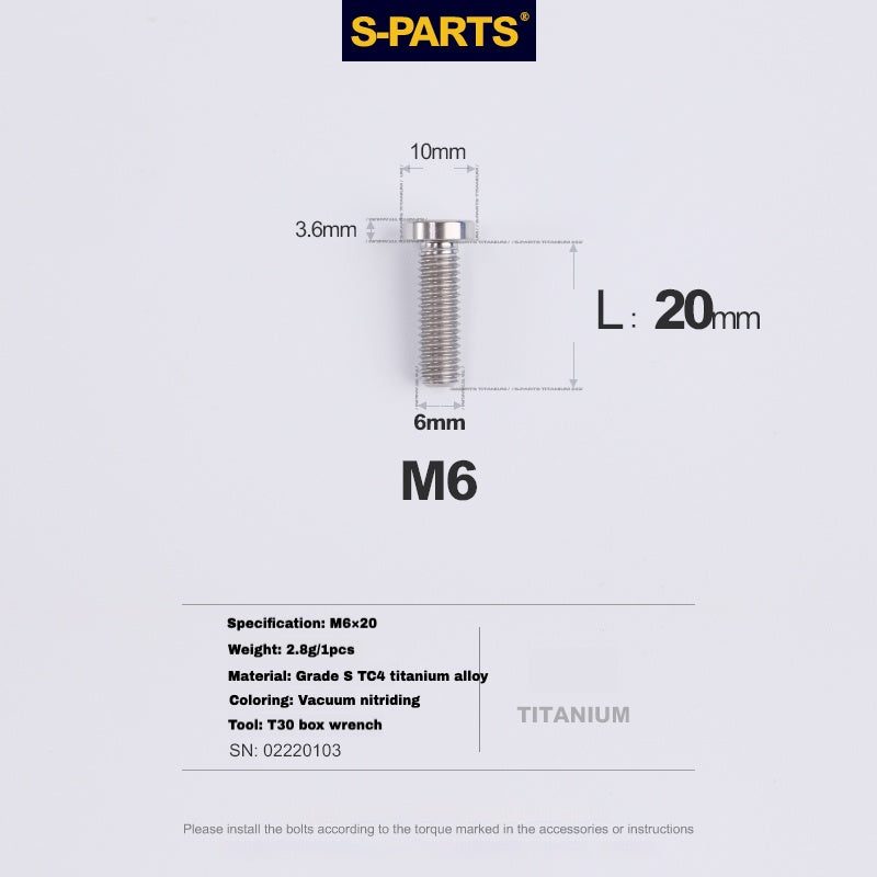 Boulon de serrage de tige de selle en titane S-PARTS pour SL9 / SL8 / SL7 / SL6 / Venge – Mise à niveau légère et durable