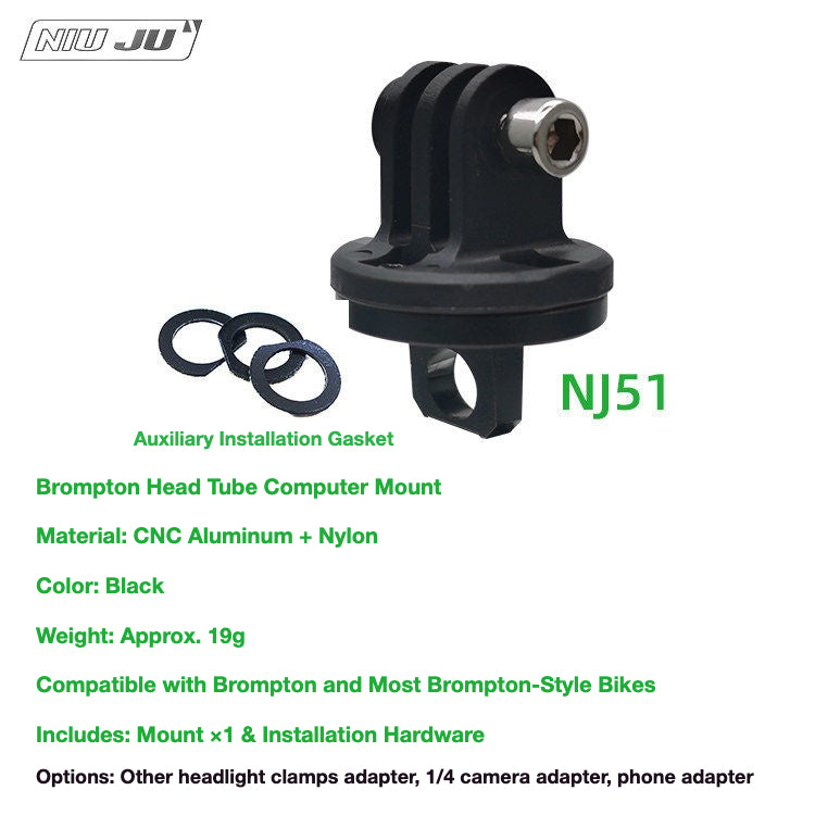NIUJU Brompton Computer Mount | Garmin Phone Adapter GoPro Front Mount