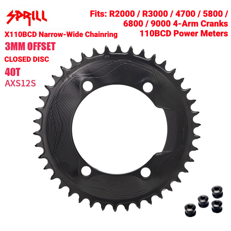 PASS QUEST SPRILL X110BCD 3mm Offset Narrow-Wide Chainring | SRAM AXS 12-Speed 7075