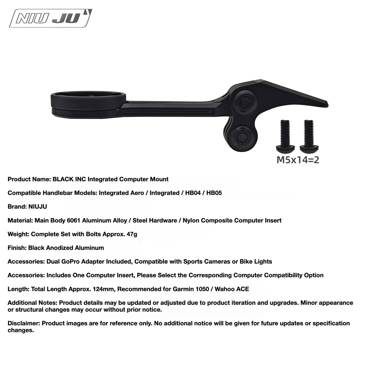 Support de compteur BLACK INC / FACTOR avec adaptateur GoPro – Compatible Garmin, Wahoo et Bryton