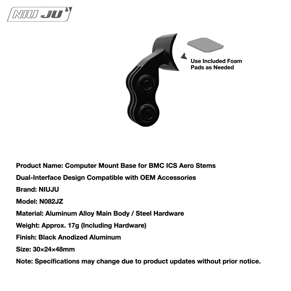 Support de compteur aéro NIUJU BMC ICS | Support Garmin 1050 Wahoo pour SLR01 RM01