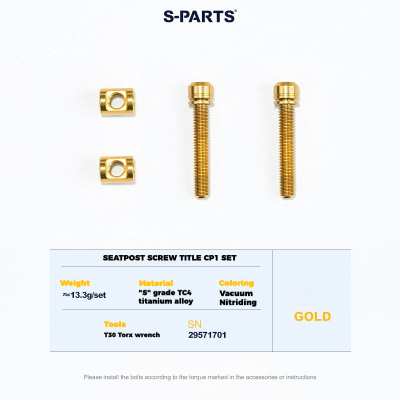 S-PARTS Titanium Seatpost Bolt Kit for TITLE AP1 CP1 Series MTB Frame