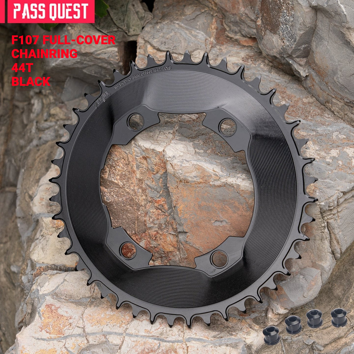 PASS QUEST 107 BCD Narrow-Wide Aero Chainring for Quarq D1 Power Meter | SRAM AXS 12-Speed | 40T–60T