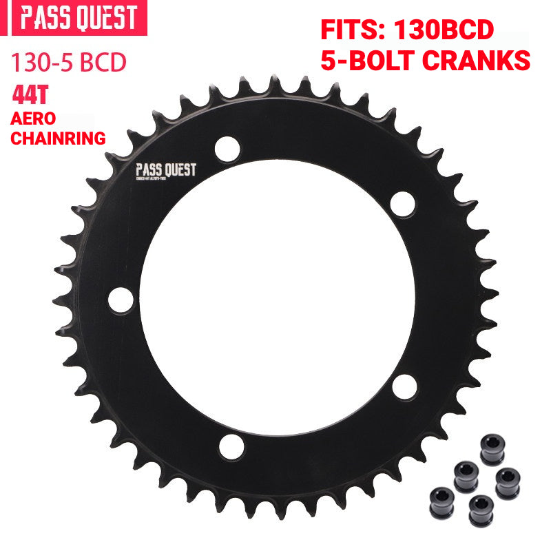 PASS QUEST 130BCD Full-Profile Narrow-Wide Chainring | 5-Bolt Road & Folding Bike 1x 42T–60T