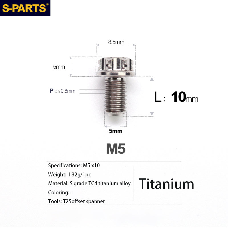 S-PARTS Série A3 Vis et Boulons Standard en Alliage de Titane M5 pour Motos et Voitures