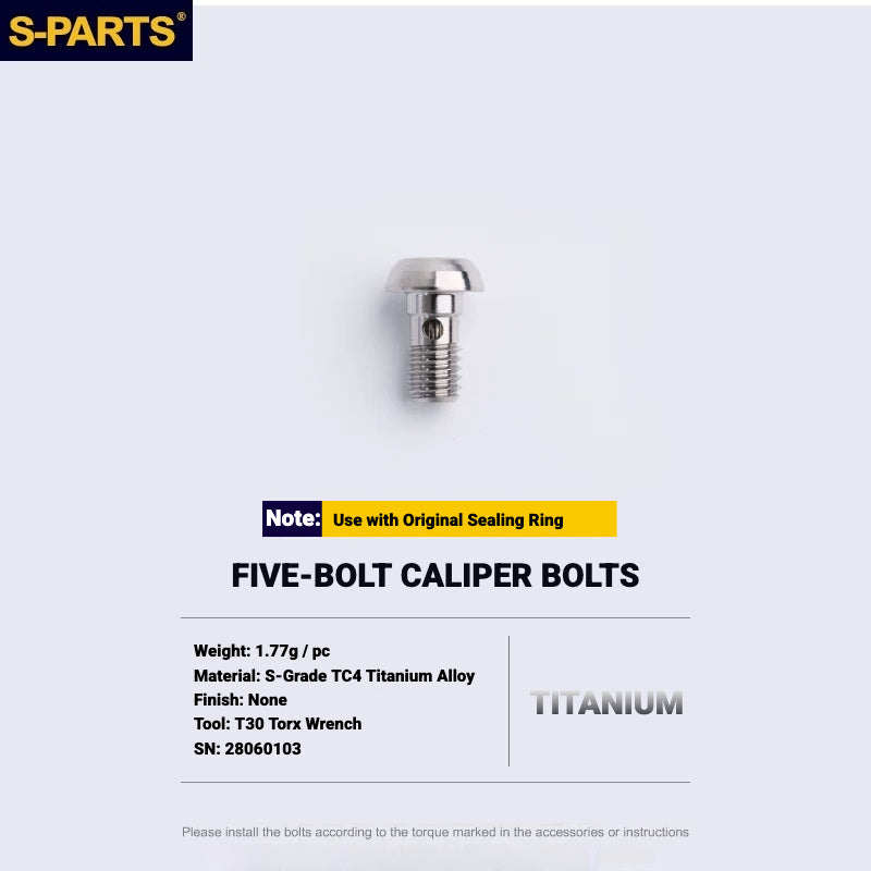 S-PARTS Shimano MTB Titanium Brake Hose Banjo Bolt | XTR XT SLX M7100 M8000 M8100 M8120 M9000 M9020 M9120
