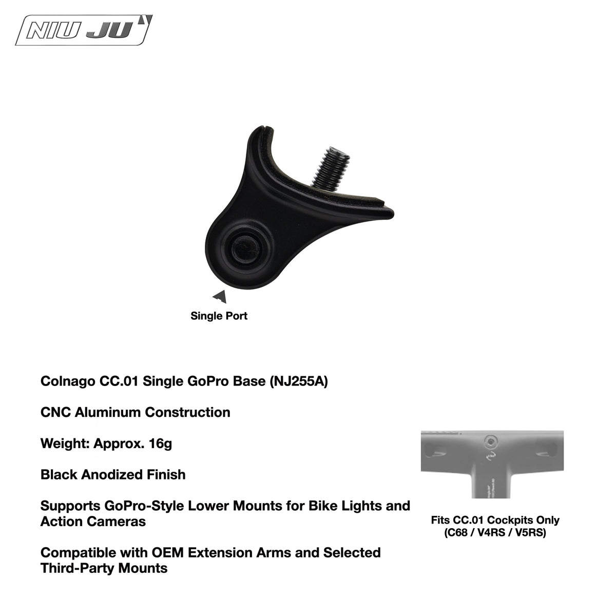 NIUJU Colnago CC.01 Computer Mount | C68 V5RS Garmin Wahoo Integrated Cockpit Mount
