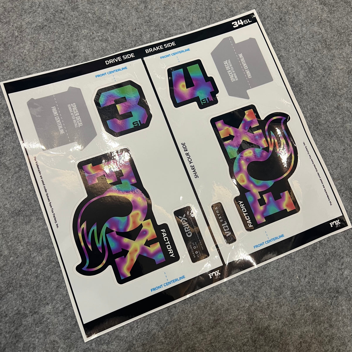 Custom Decal Kit for 2026 FOX 34SL FACTORY Fork | MTB Suspension Fork Color Decals