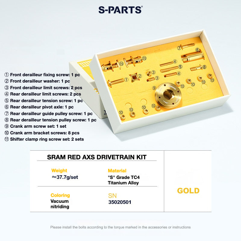 S-PARTS Titanium Drivetrain Hardware – SRAM RED AXS E1 Compatible Upgrade Kit