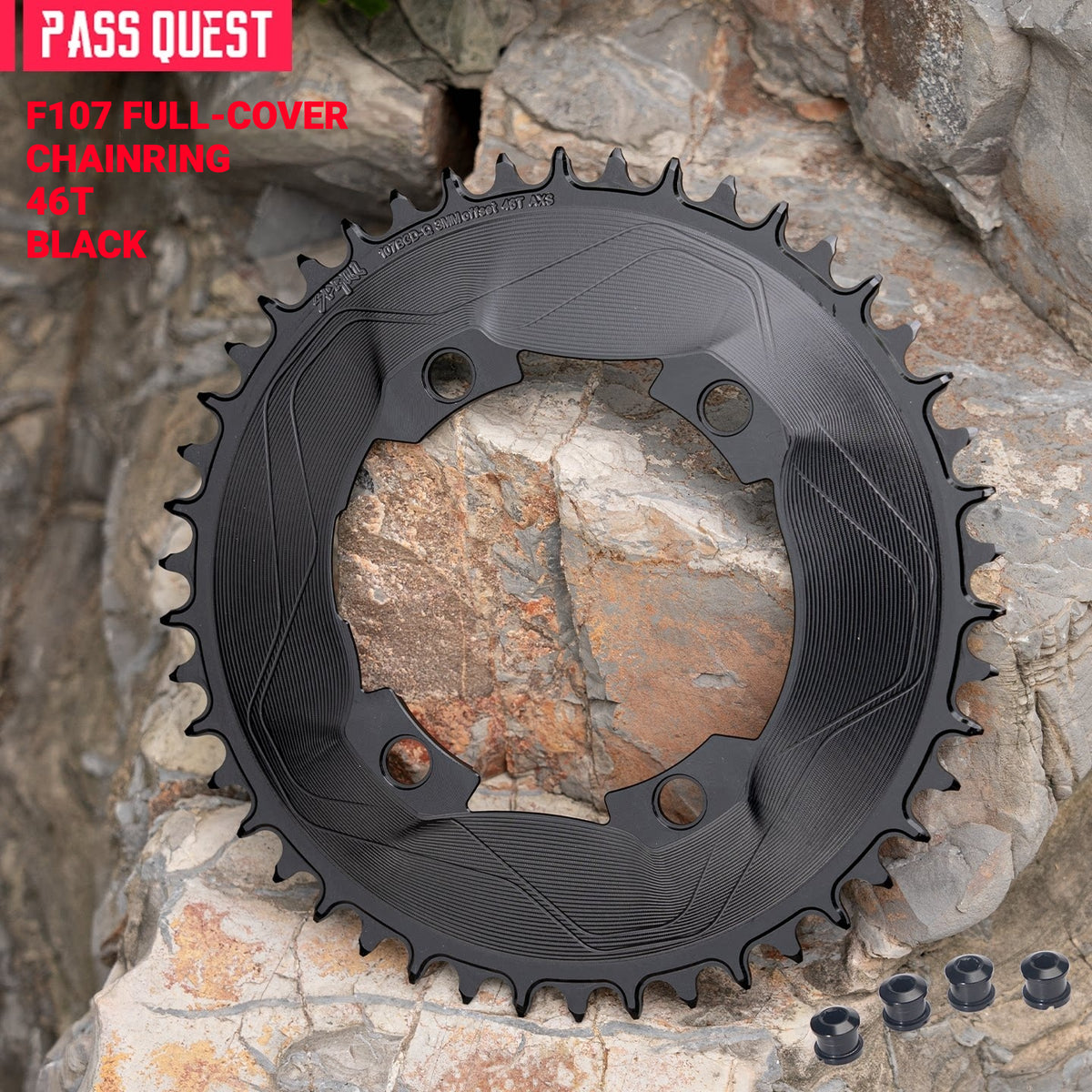 PASS QUEST 107 BCD Narrow-Wide Aero Chainring for Quarq D1 Power Meter | SRAM AXS 12-Speed | 40T–60T