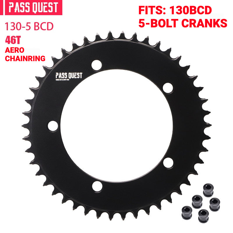 PASS QUEST 130BCD Full-Profile Narrow-Wide Chainring | 5-Bolt Road & Folding Bike 1x 42T–60T