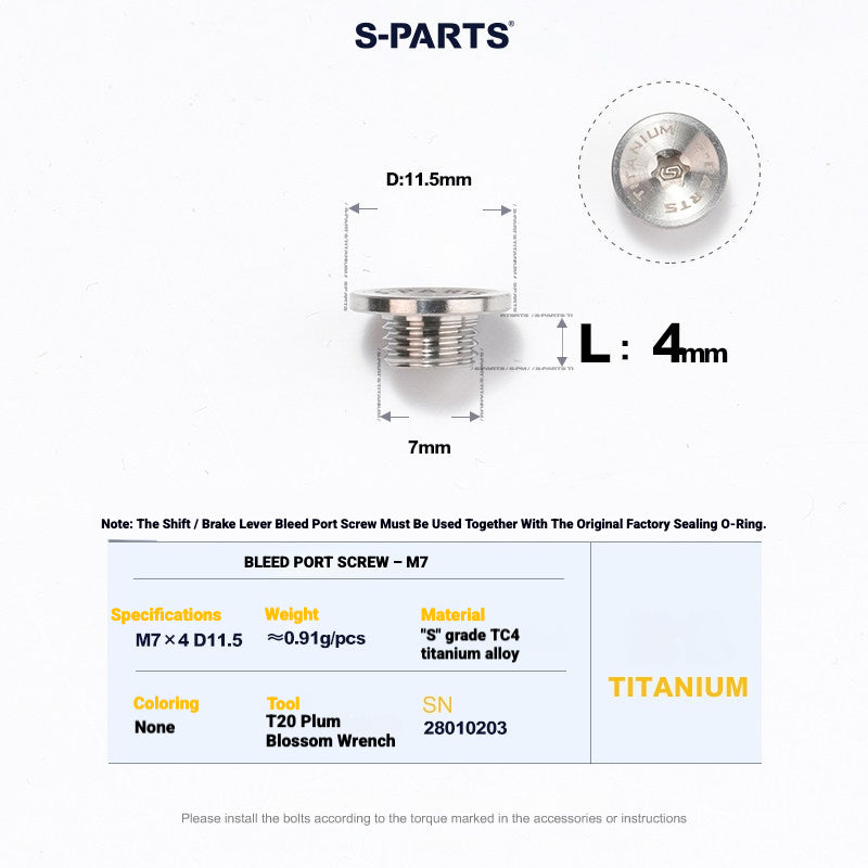 Kit de boulons en titane S-PARTS pour Shimano Ultegra Di2 R8170, frein à disque et levier de vitesses | Mise à niveau vélo de route