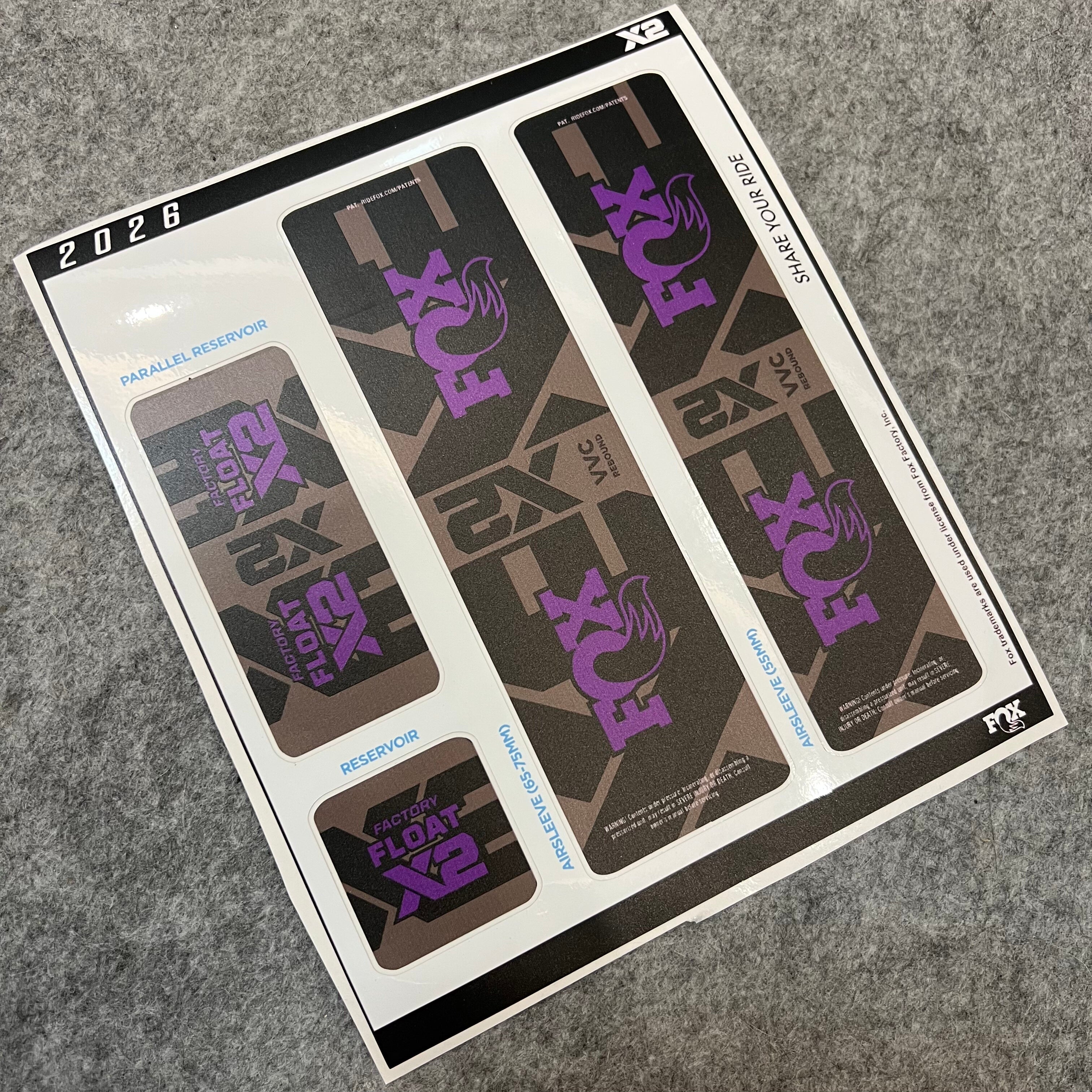 2026 FOX FLOAT X2 Rear Shock Decal Kit | Waterproof MTB Suspension