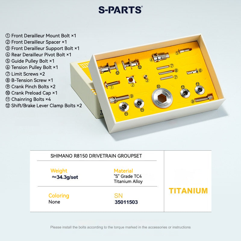 Shimano Road Titanium Bolt Kit – S-PARTS Drivetrain Screws for R8050 / R8150 / R9250