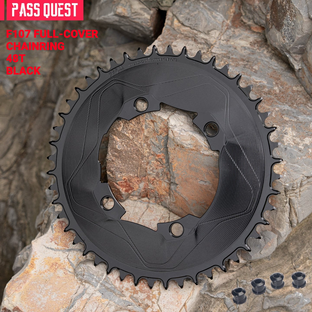 PASS QUEST 107 BCD Narrow-Wide Aero Chainring for Quarq D1 Power Meter | SRAM AXS 12-Speed | 40T–60T