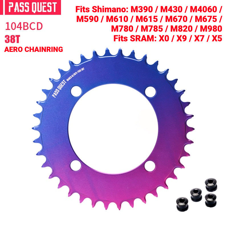 PASS QUEST 104BCD Full-Profile Narrow-Wide Chainring | Shimano XT / SLX 1x MTB 32T–40T