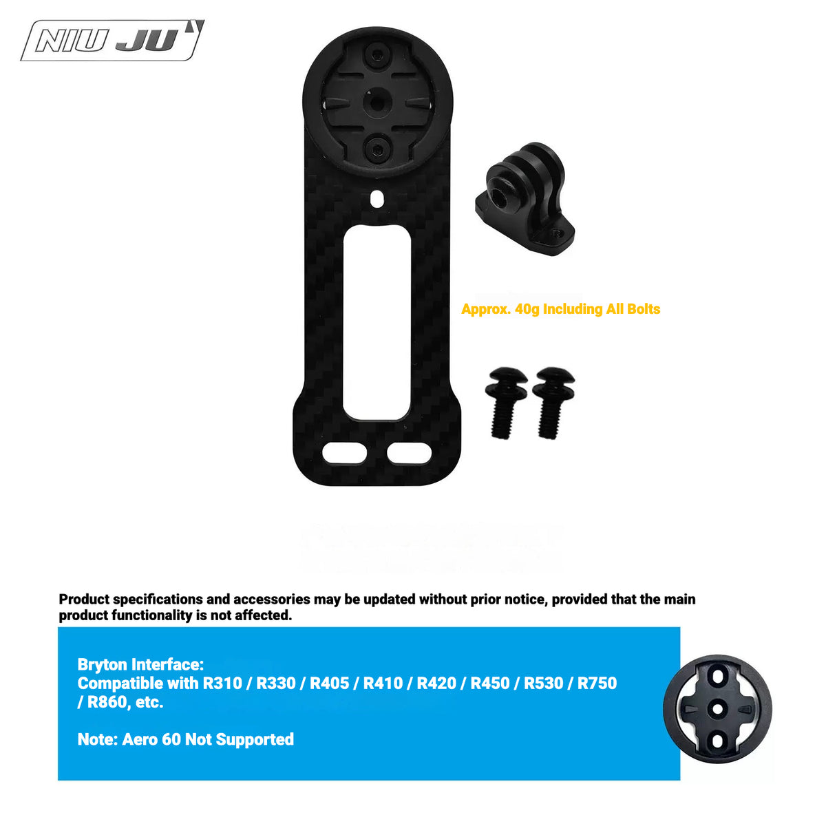 NIUJU CNC Aluminum Computer Mount for 2021 JAVA J-AIR FUOCO DECA Carbon Integrated Handlebar | Garmin Wahoo